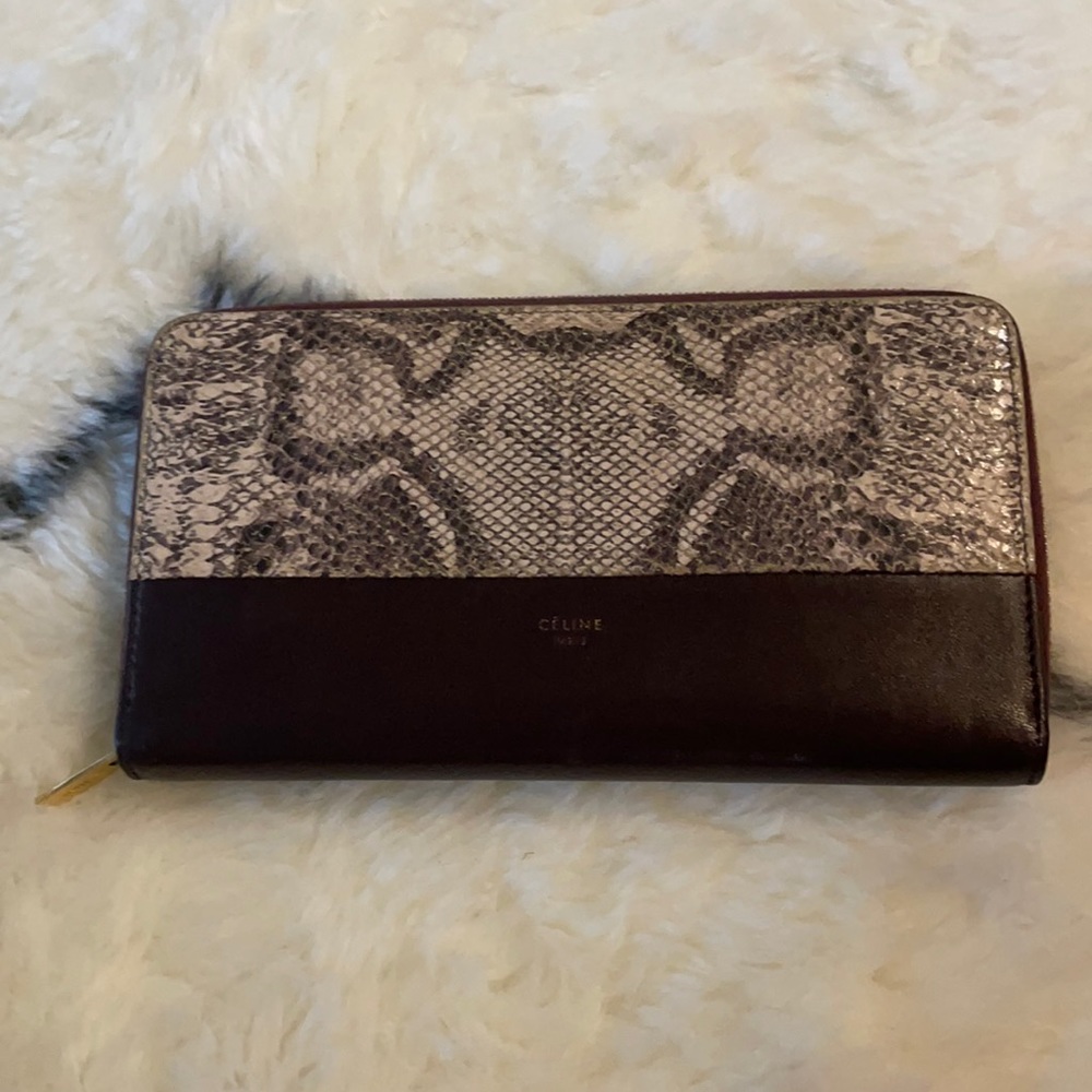 Celine long snakeskin wallet